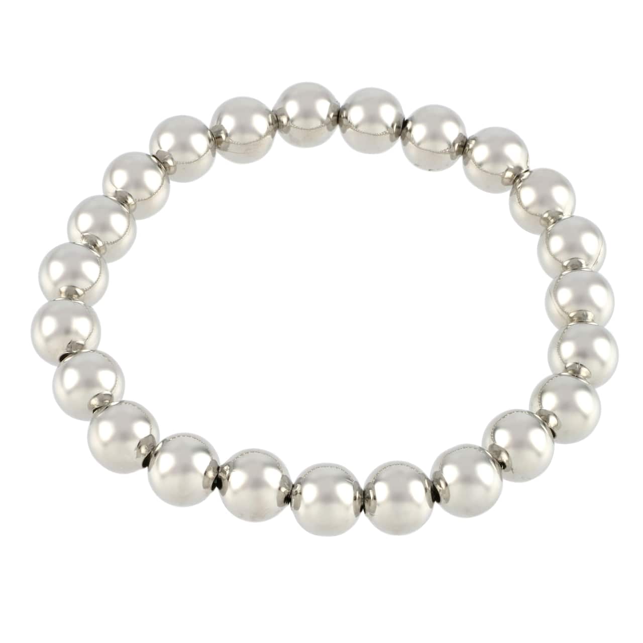 8mm Rhodium Round Beaded Charm Bracelet by Bead Landing™